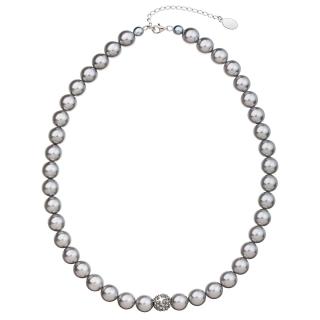 Evolution Group CZ Perlový náhrdelník šedý s krystaly Swarovski 32011.3