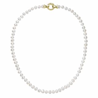 Evolution Group CZ Perlový náhrdelník z pravých říčních perel bílý 22001.1 Au plating