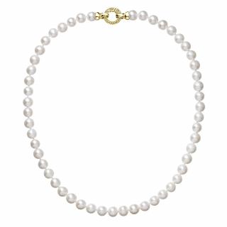 Evolution Group CZ Perlový náhrdelník z pravých říčních perel bílý 22003.1 Au plating