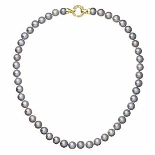 Evolution Group CZ Perlový náhrdelník z pravých říčních perel šedý 22028.3 grey Au plating