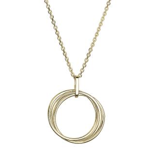 Evolution Group CZ Pozlacený náhrdelník tři kroužky 62001 Au plating
