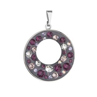 Evolution Group CZ Přívěsek bižuterie se Swarovski krystaly fialový kulatý 54026.3 plum