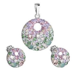 Evolution Group CZ Sada šperků s krystaly Swarovski náušnice a přívěsek mix barev fialová kulaté 39148.3 sakura