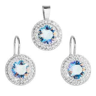 Evolution Group CZ Sada šperků s krystaly Swarovski náušnice a přívěsek modré kulaté 39107.3 light sapphire shimmer