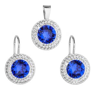 Evolution Group CZ Sada šperků s krystaly Swarovski náušnice a přívěsek modré kulaté 39107.3 majestic blue