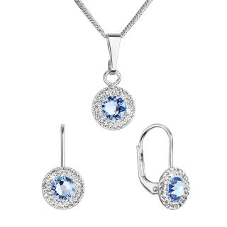 Evolution Group CZ Sada šperků s krystaly Swarovski náušnice a přívěsek modré kulaté 39109.3 lt. sapphire