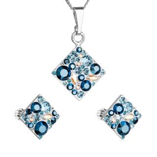 Evolution Group CZ Sada šperků s krystaly Swarovski náušnice a přívěsek modrý kosočtverec 39126.3 aqua