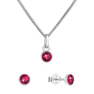 Evolution Group CZ Sada šperků s krystaly Swarovski náušnice, řetízek a přívěsek červené 39177.3 ruby