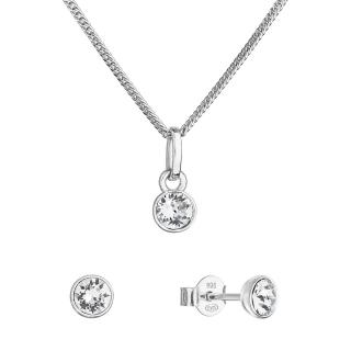 Evolution Group CZ Sada šperků s krystaly Swarovski náušnice, řetízek a přívěsek kulaté 39177.1