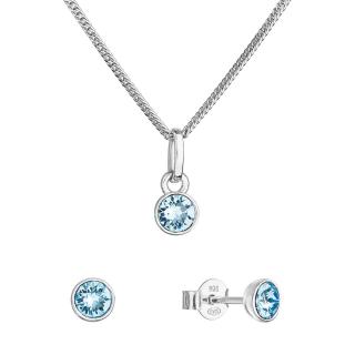 Evolution Group CZ Sada šperků s krystaly Swarovski náušnice, řetízek a přívěsek modré 39177.3 aqua