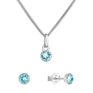 Evolution Group CZ Sada šperků s krystaly Swarovski náušnice, řetízek a přívěsek modré 39177.3 lt. turquoise