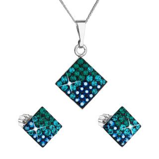 Evolution Group CZ Sada šperků s krystaly Swarovski náušnice, řetízek a přívěsek zelený kosočtverec 39126.3 magic green