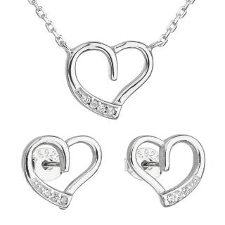 Evolution Group CZ Sada šperků se zirkonem náušnice a náhrdelník bílé srdce 19009.1