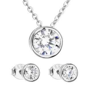 Evolution Group CZ Sada šperků se zirkonem v bílé barvě náušnice a náhrdelník 19006.1