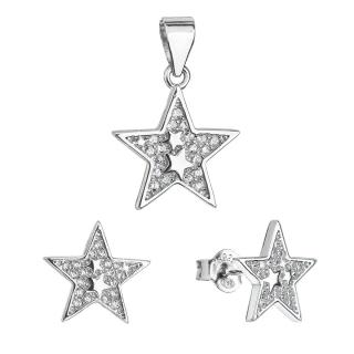 Evolution Group CZ Sada šperků se zirkony náušnice a přívěsek bílá hvězda 19030.1