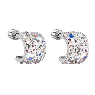 Evolution Group CZ Stříbrné náušnice visací s krystaly Swarovski půlkruh 31280.2 ab