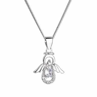 Evolution Group CZ Stříbrný náhrdelník anděl s třpytivými zirkony 12043.1
