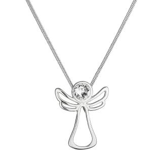 Evolution Group CZ Stříbrný náhrdelník anděl se Swarovski krystalem 32080.1 bílý
