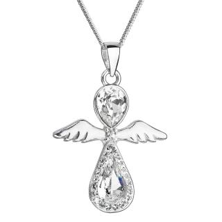 Evolution Group CZ Stříbrný náhrdelník anděl se Swarovski krystaly bílý 32072.1