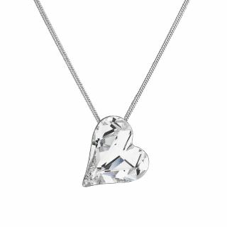 Evolution Group CZ Stříbrný náhrdelník krystal srdce bílé 72071.1 crystal