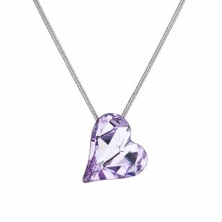Evolution Group CZ Stříbrný náhrdelník krystal srdce fialové 72071.3 violet