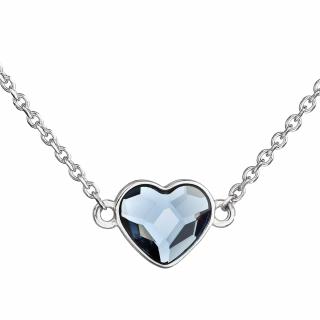 Evolution Group CZ Stříbrný náhrdelník s krystalem Swarovski modré srdce 32061.3 denim blue
