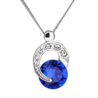 Evolution Group CZ Stříbrný náhrdelník s krystaly Swarovski modrý kulatý 32048.3 majestic blue