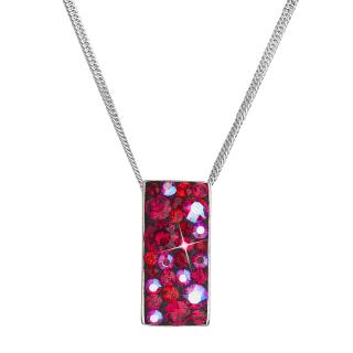Evolution Group CZ Stříbrný náhrdelník se Swarovski krystaly červený obdélník 32074.3 cherry