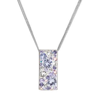 Evolution Group CZ Stříbrný náhrdelník se Swarovski krystaly fialový obdélník 32074.3 violet