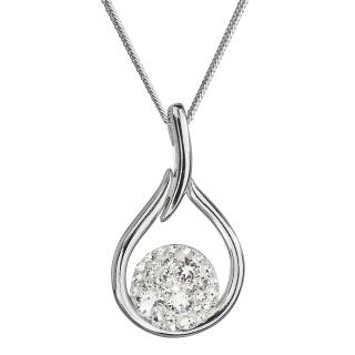 Evolution Group CZ Stříbrný náhrdelník se Swarovski krystaly kapka 32075.1 bílá