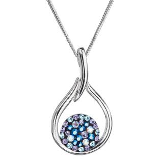 Evolution Group CZ Stříbrný náhrdelník se Swarovski krystaly kapka 32075.3 blue style