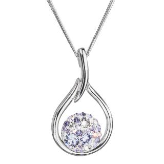 Evolution Group CZ Stříbrný náhrdelník se Swarovski krystaly kapka 32075.3 violet