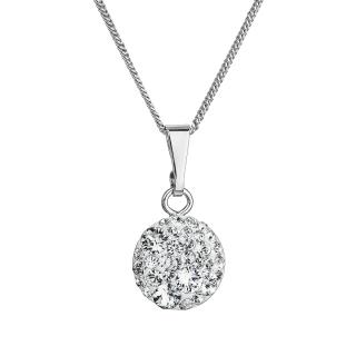 Evolution Group CZ Stříbrný náhrdelník se Swarovski krystaly kulatý bílý 32086.1 crystal