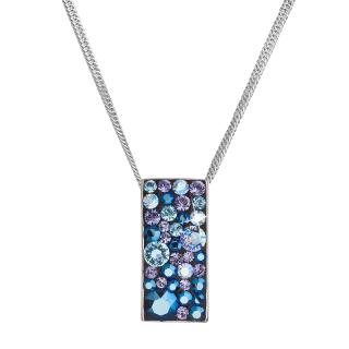 Evolution Group CZ Stříbrný náhrdelník se Swarovski krystaly modrý obdélník 32074.3 blue style