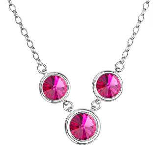 Evolution Group CZ Stříbrný náhrdelník se Swarovski krystaly růžový kulatý 32033.3 fuchsia