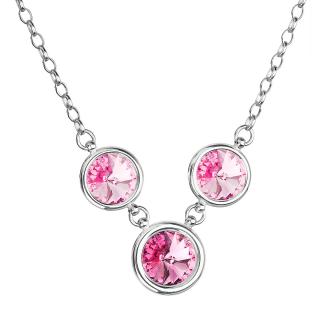 Evolution Group CZ Stříbrný náhrdelník se Swarovski krystaly růžový kulatý 32033.3 rose