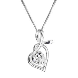 Evolution Group CZ Stříbrný náhrdelník se Swarovski krystaly srdce bílé 32071.1