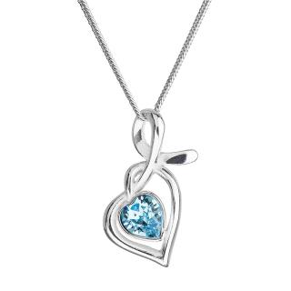 Evolution Group CZ Stříbrný náhrdelník se Swarovski krystaly srdce modré 32071.3