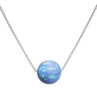 Evolution Group CZ Stříbrný náhrdelník se syntetickým opálem světle modrý kulatý 12044.3 lt.blue