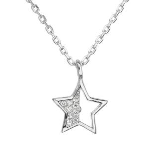 Evolution Group CZ Stříbrný náhrdelník se zirkonem bílá hvězdička 12024.1