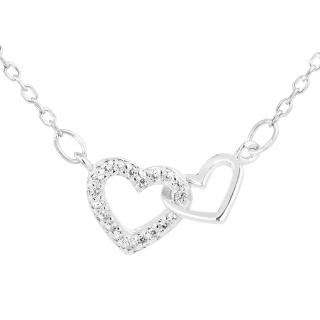 Evolution Group CZ Stříbrný náhrdelník se zirkonem bílé srdce 12018.1
