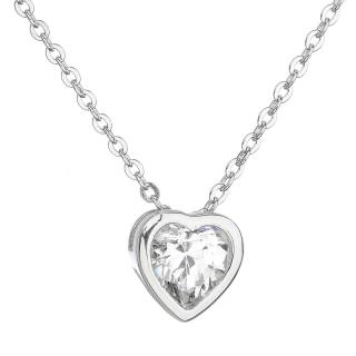 Evolution Group CZ Stříbrný náhrdelník se zirkonem bílé srdce 12020.1