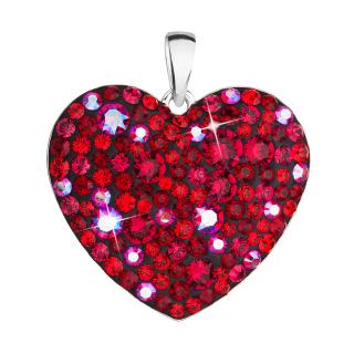 Evolution Group CZ Stříbrný přívěsek s krystaly Swarovski červené srdce 34243.3 cherry