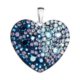 Evolution Group CZ Stříbrný přívěsek s krystaly Swarovski modré srdce 34243.3 blue style