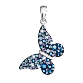 Evolution Group CZ Stříbrný přívěsek s krystaly Swarovski modrý motýl 34192.3 blue style