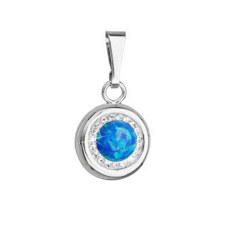 Evolution Group CZ Stříbrný přívěsek s modrým syntetickým opálem a krystaly Swarovski 74096.1 blue