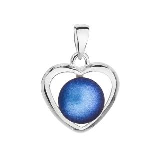 Evolution Group CZ Stříbrný přívěsek s tmavě modrou matnou Swarovski perlou srdce 34246.3
