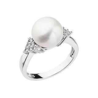 Evolution Group CZ Stříbrný prsten s bílou říční perlou 25002.1 Obvod mm: 52