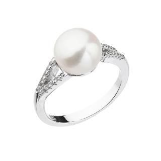 Evolution Group CZ Stříbrný prsten s bílou říční perlou 25003.1 Obvod mm: 52