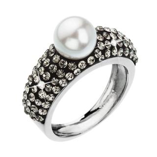 Evolution Group CZ Stříbrný prsten s krystaly bílá šedá 35032.3 Obvod mm: 52